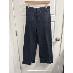 Pilcro High Rise Wide Leg skipper Patch Pocket Jeans Faded Black Denim size 28